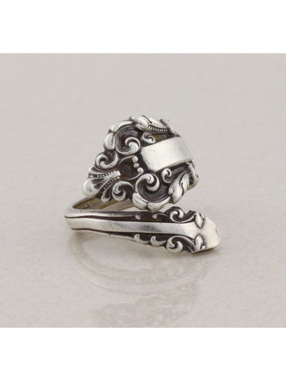 Sterling Silver Gorham Sterling Spoon Ring Bypass Ring Size 7 Adjustable - Picture 6 of 8